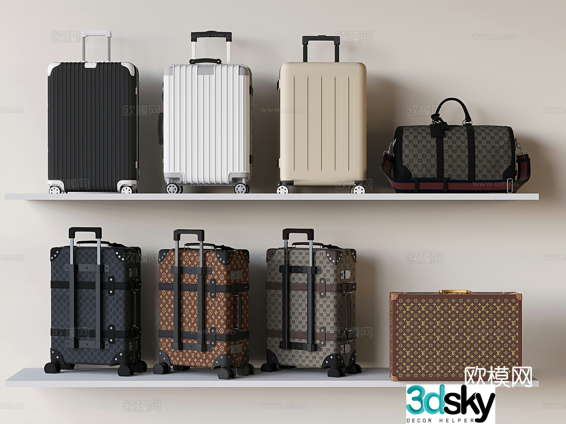 Bag luggage suitcase suitcase trolley case 3d model