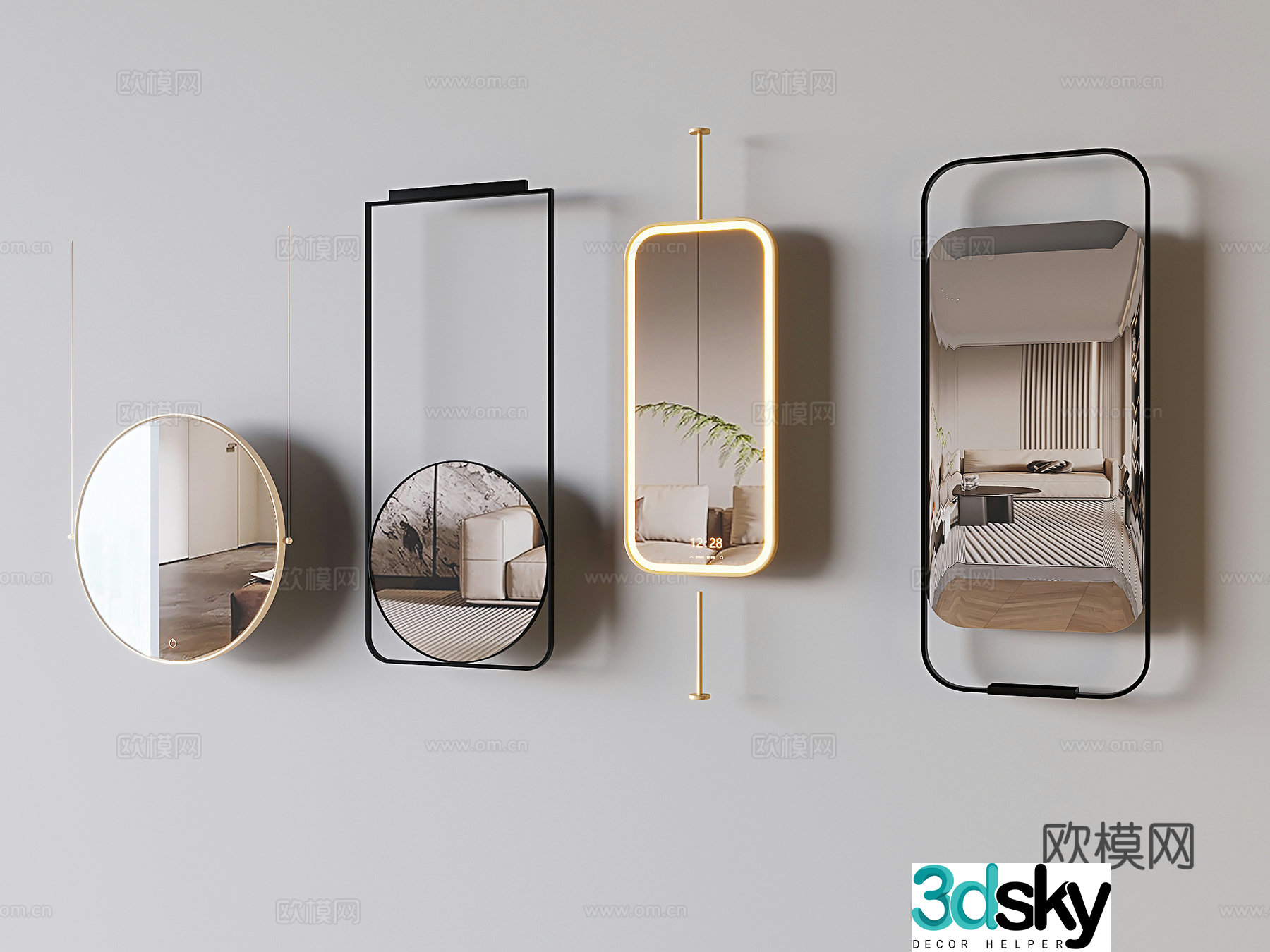 Hanging mirror decorative mirror cosmetic mirror 3d model