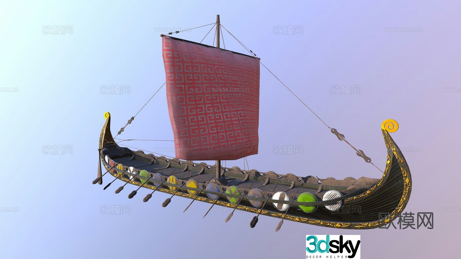 Oseberg viking ship 3d model