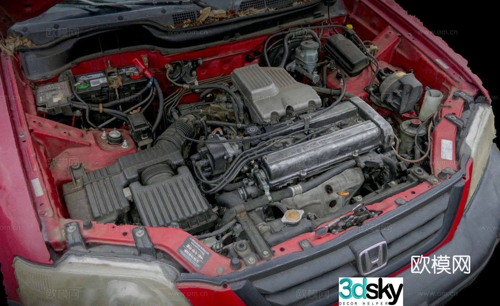 Messy 2001 Honda CR-V engine 3d model