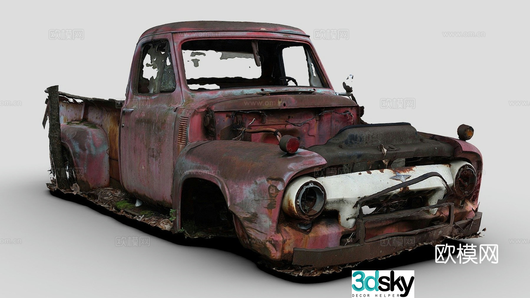 dilapidated car truck 3d model