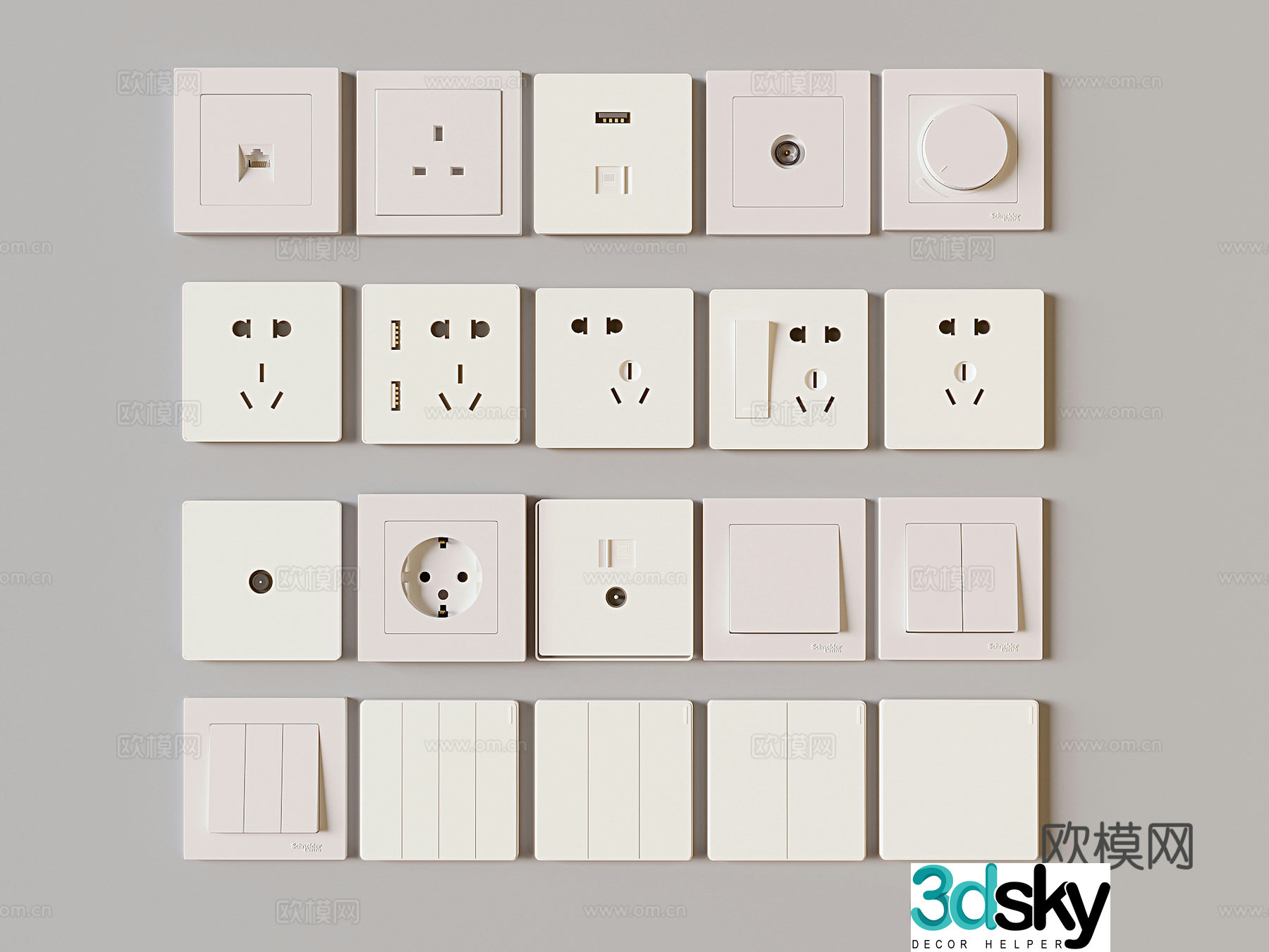 switch socket panel network cable socket 3d model