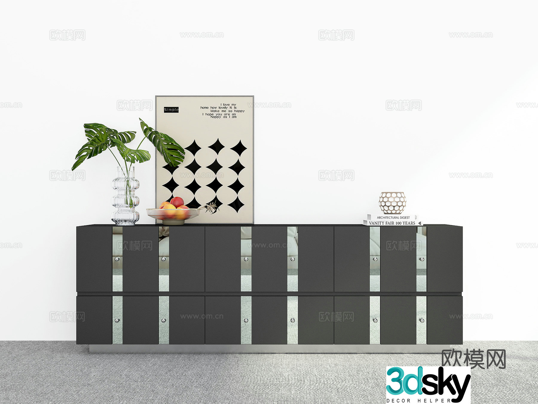 Modern entryway cabinet side cabinet 3d model