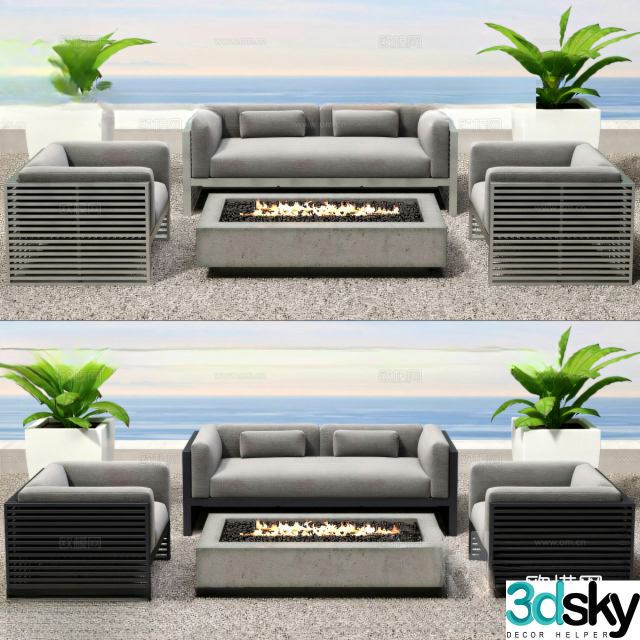 Outdoor sofa modular sofa 3d model