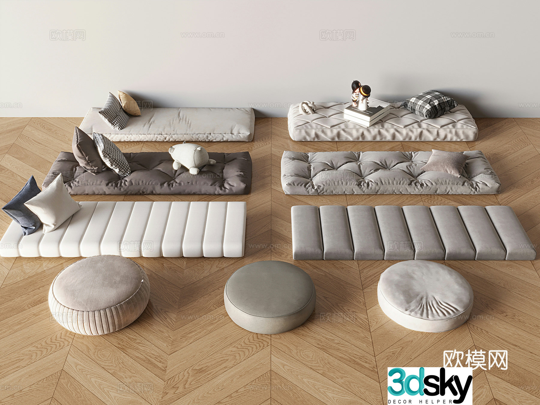 Tatami mat seat cushion bay window mat 3d model