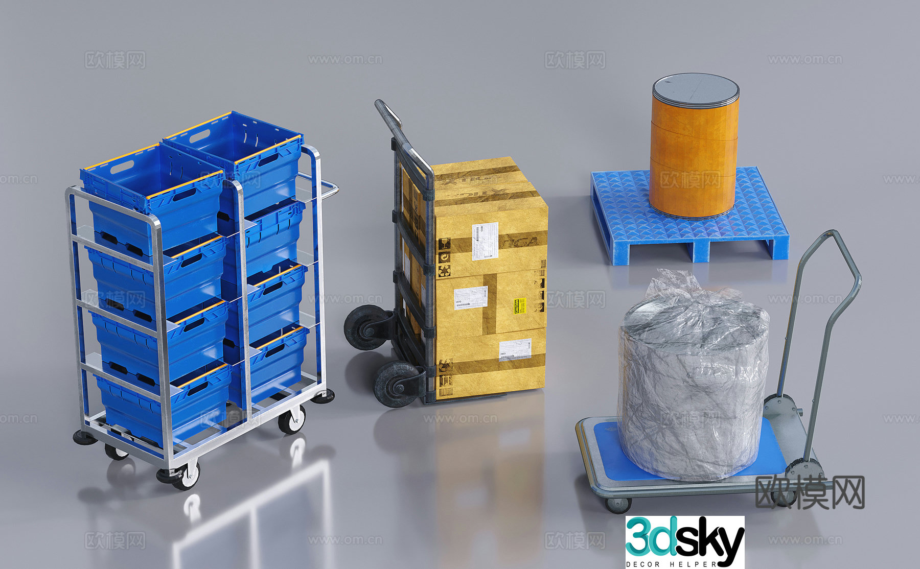 Handling trolley flatbed trolley 3d model
