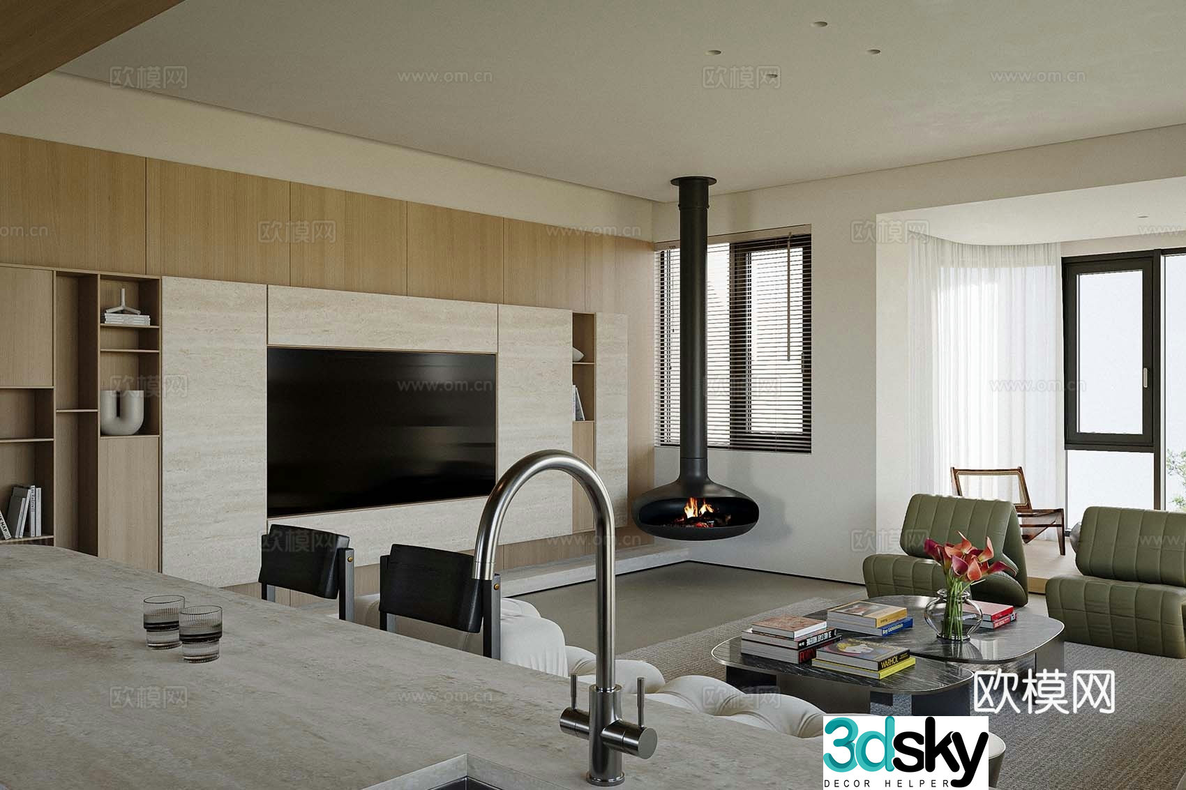 Wabi-sabi living room 3d model