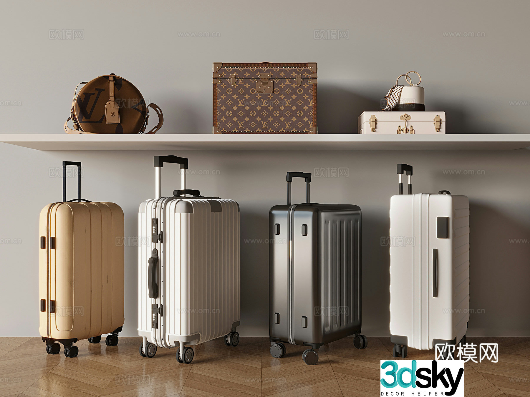 Bag luggage suitcase suitcase trolley case 3d model