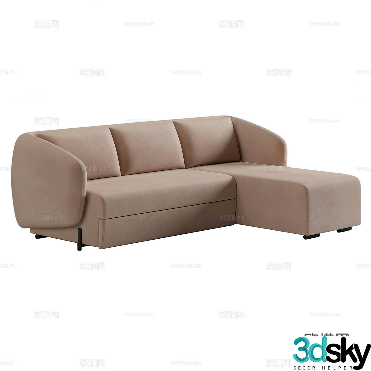 Modern corner sofa multi-person sofa 3d model