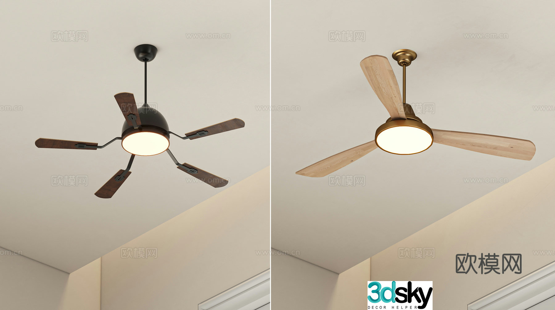 Wabi Sabi ceiling fan light fan light 3d model