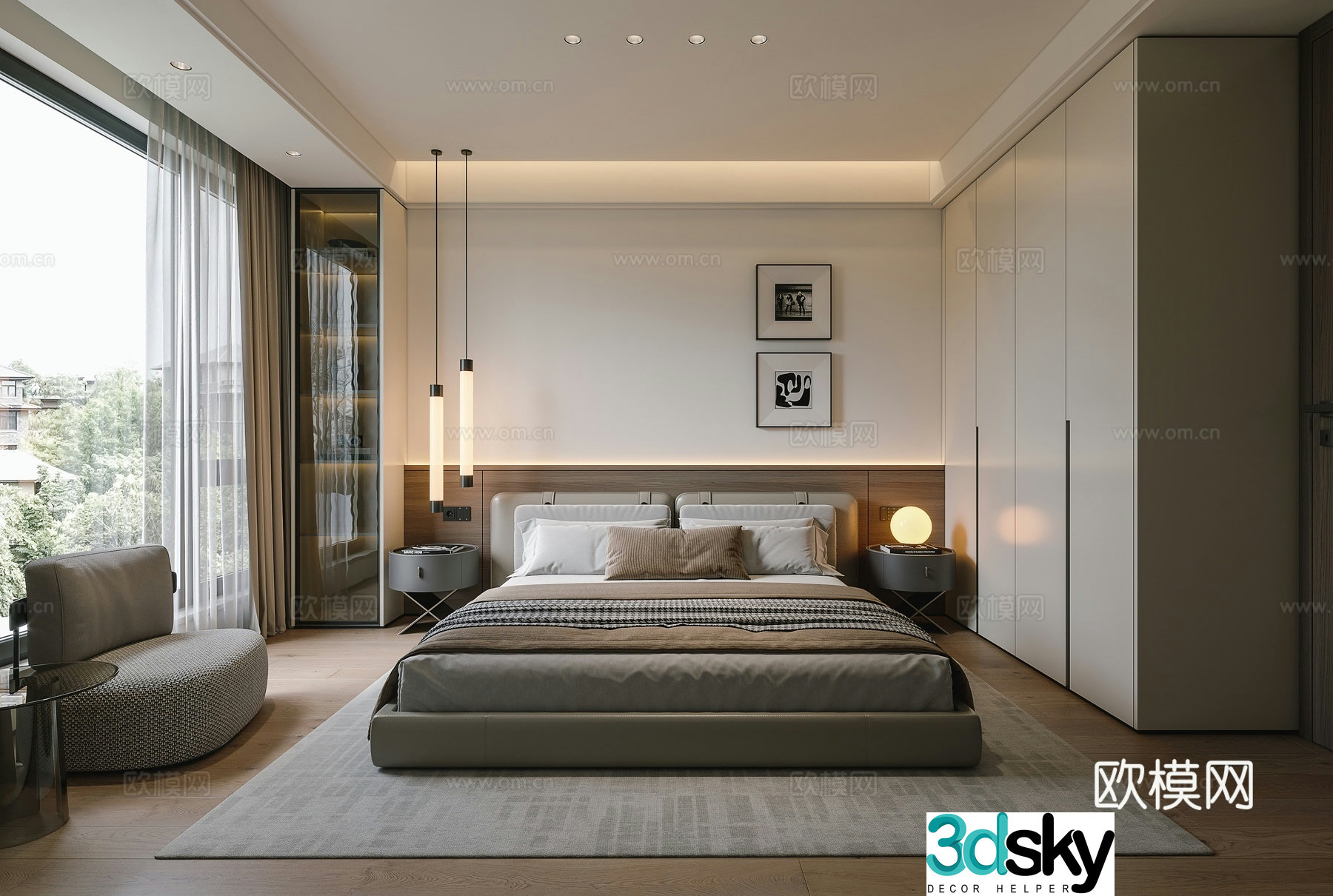 Modern bedroom master bedroom 3d model