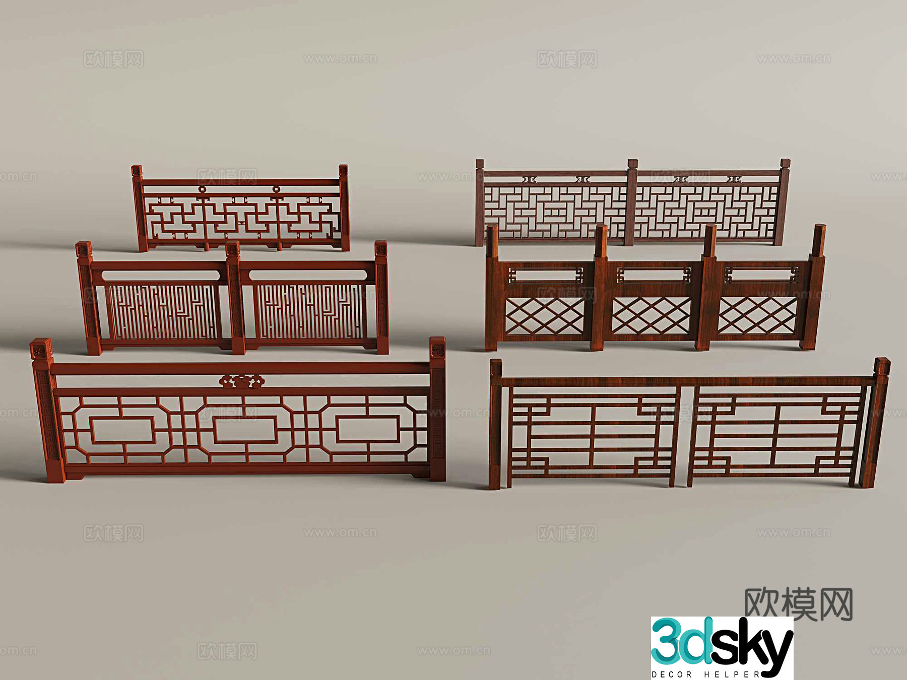 New Chinese style railing fence fence guardrail 3d model