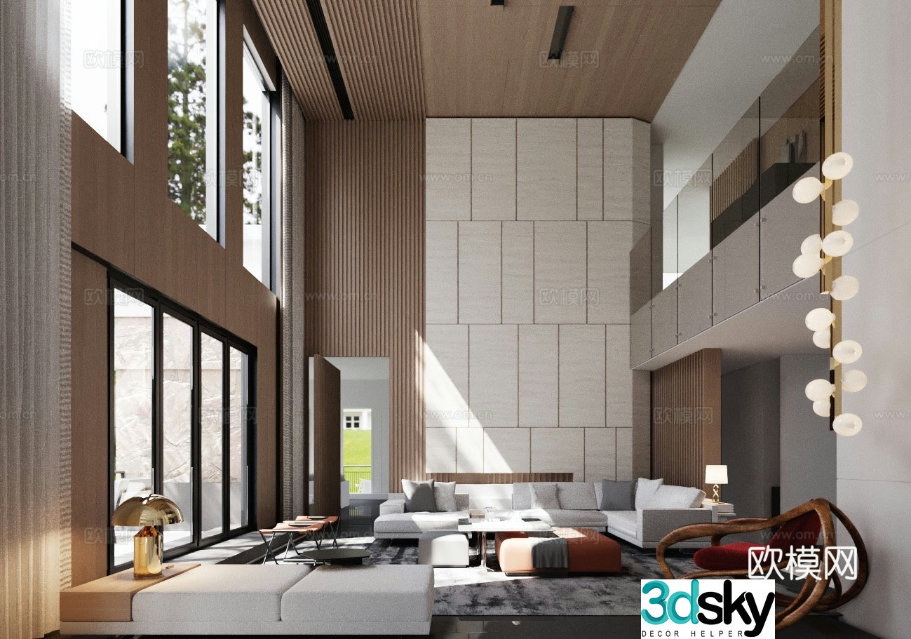 Villa living room villa hollow 3d model
