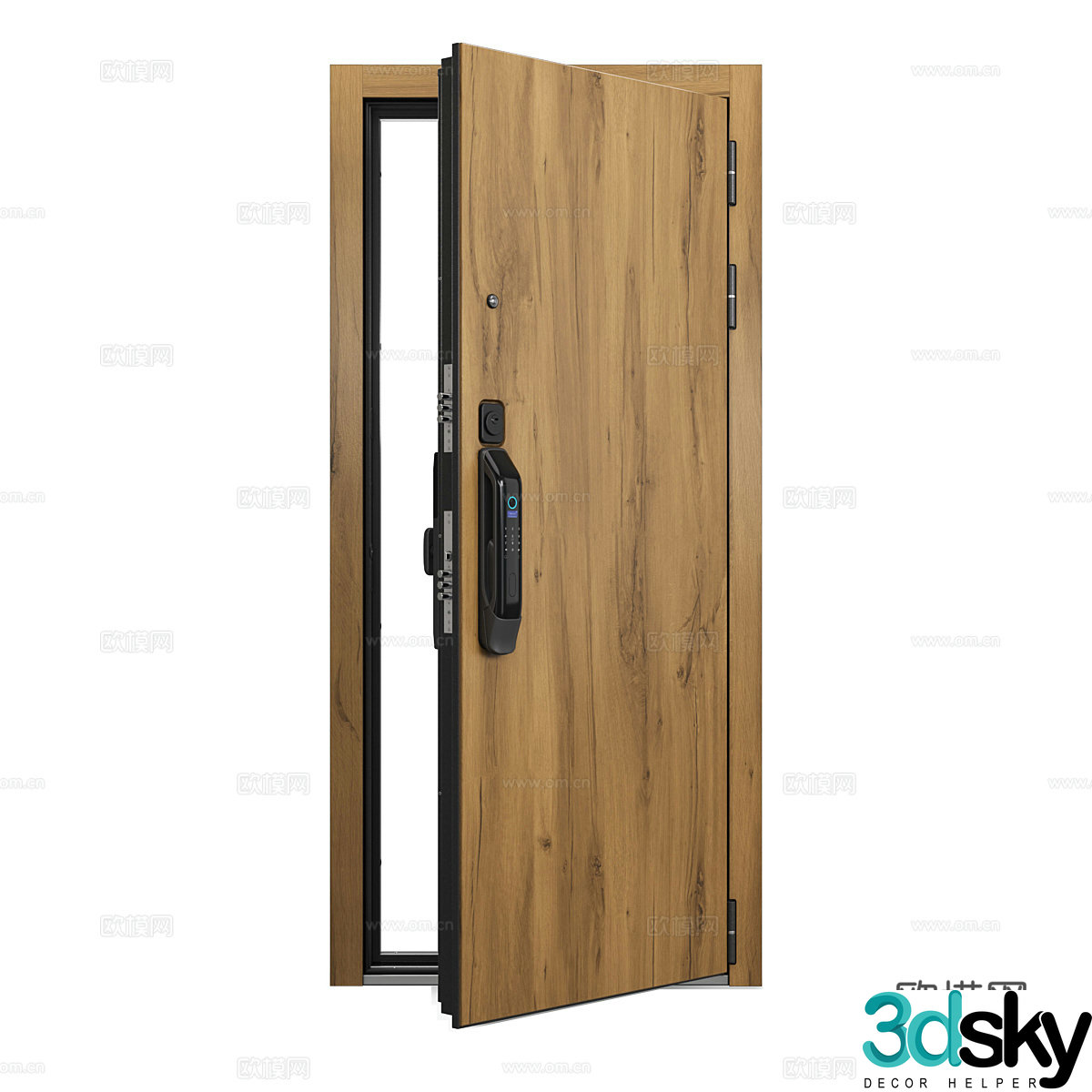 Nordic code lock fingerprint lock single door wooden door 3d model