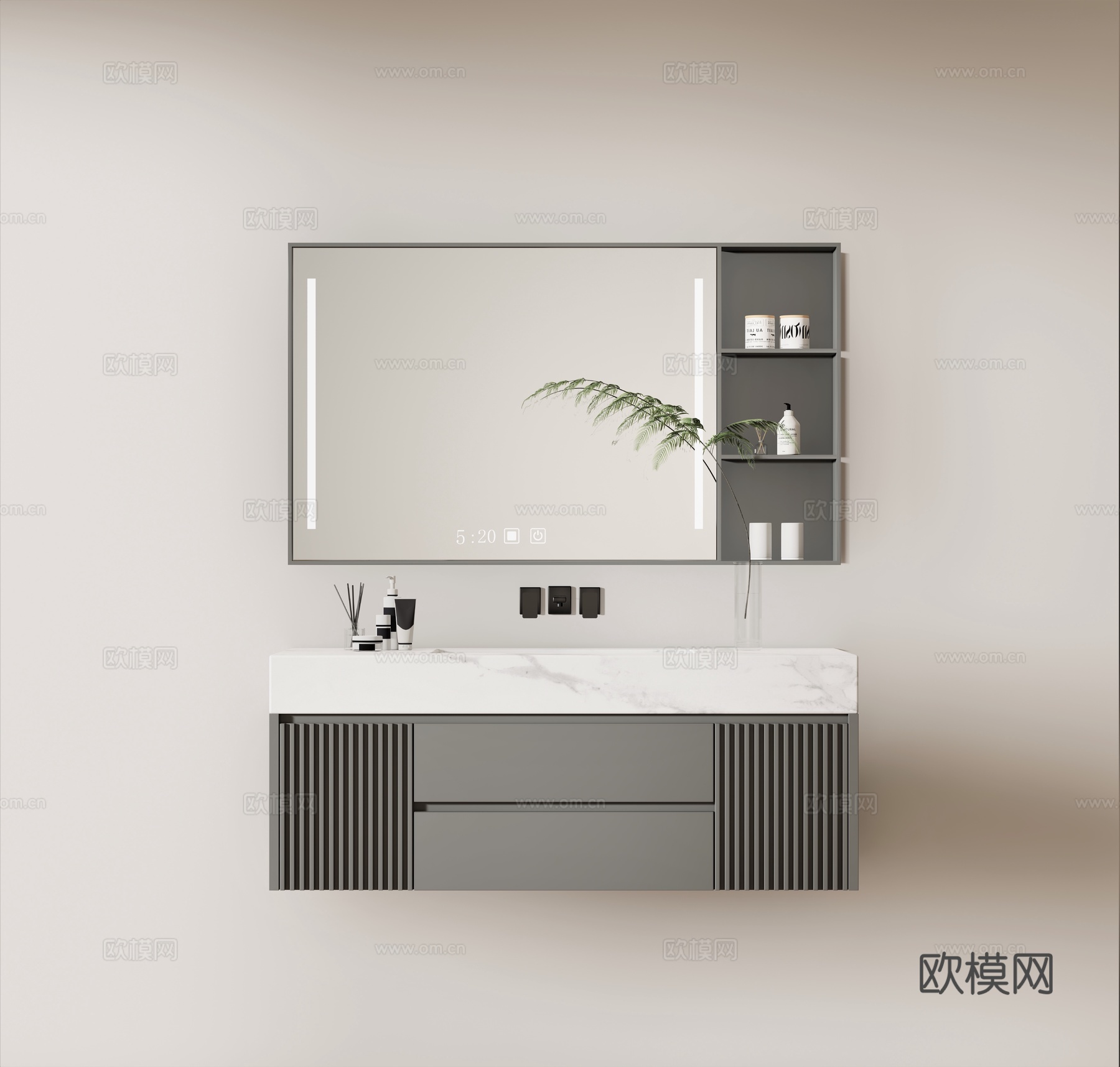 Modern basin cabinet bathroom cabinet wash cabinet mirror cabinet 3d model