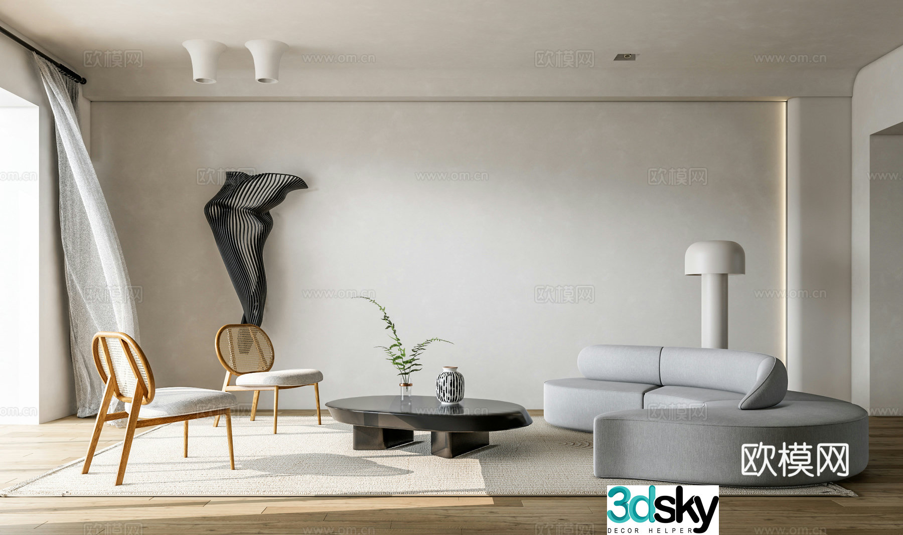 Wabi Sabi modular sofa curved sofa 3d model