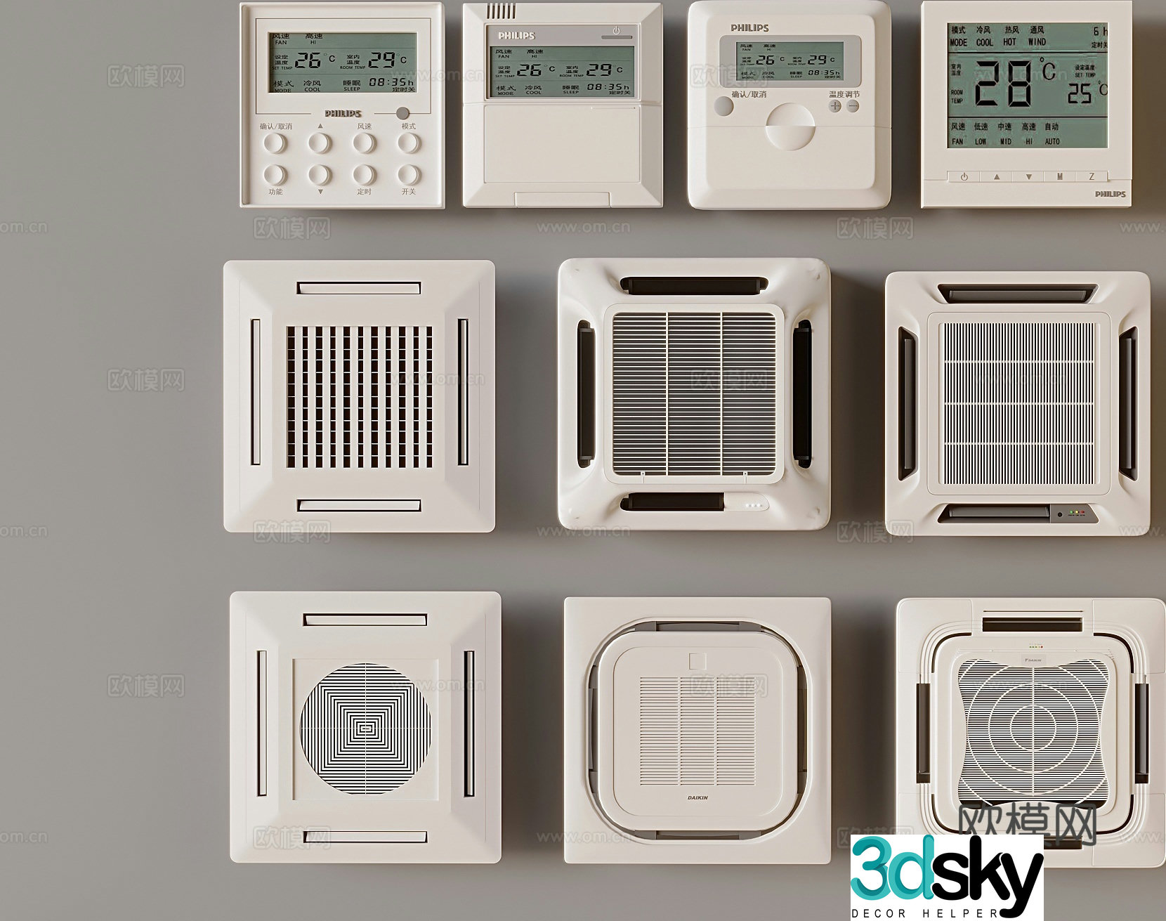 Ceiling central air conditioner temperature controller 3D model