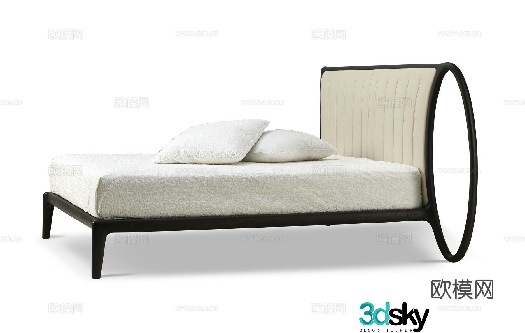 New Chinese style double bed 3d model
