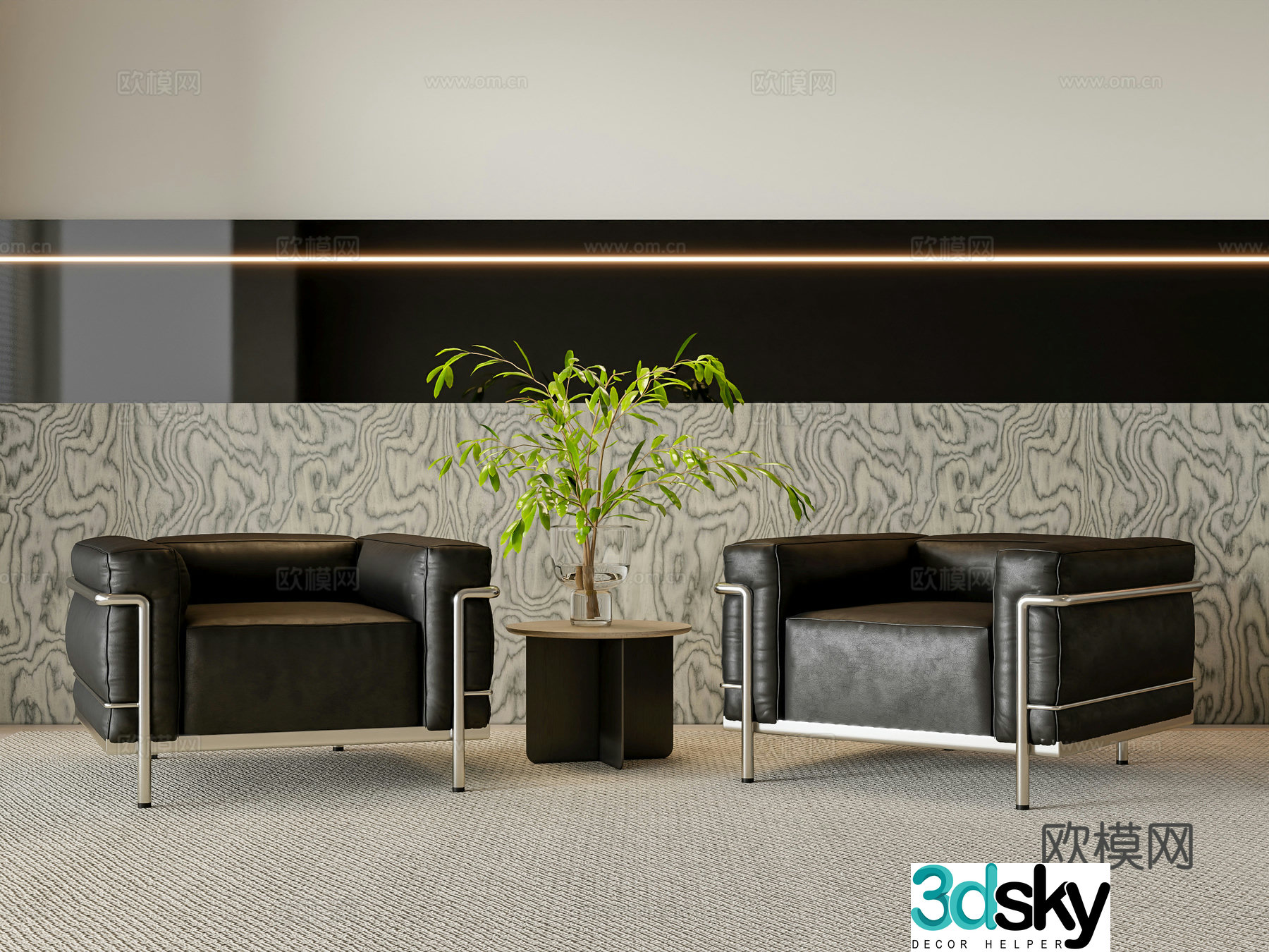 Single sofa leather sofa 3d model