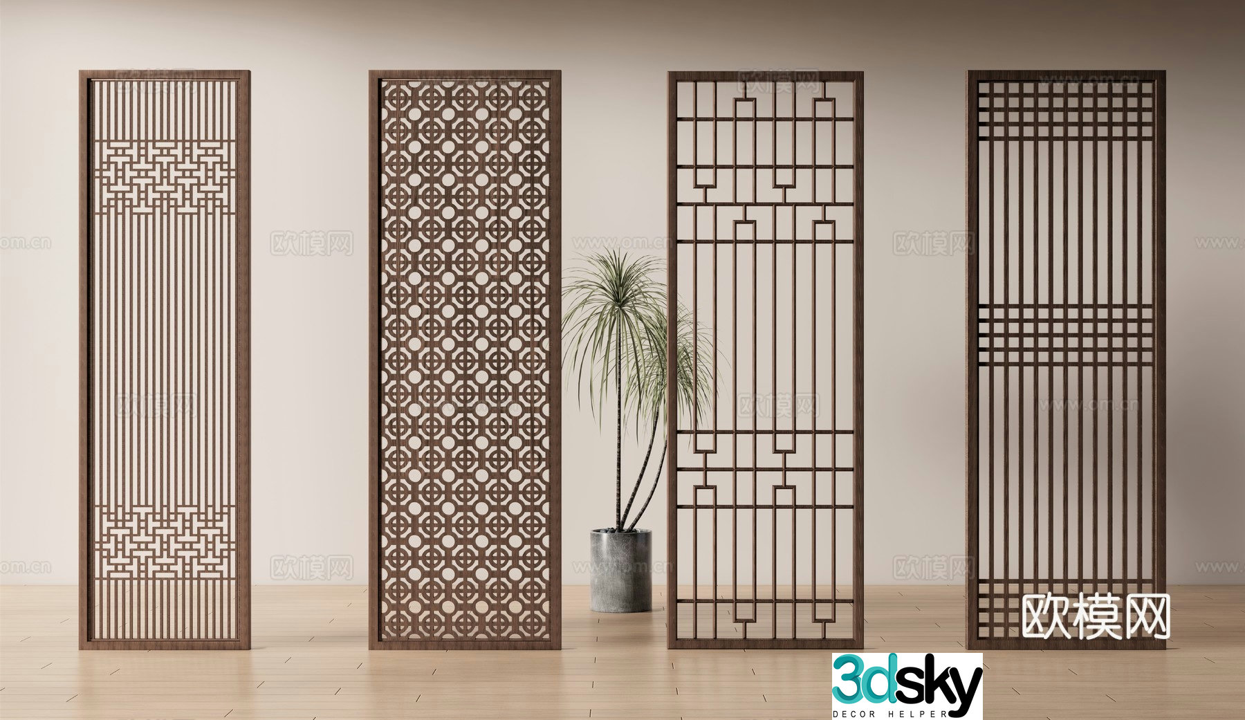 Modern screen partition 3d model