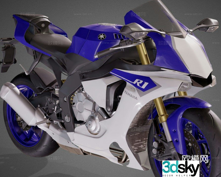 Yamaha R1 supersport motorcycle 3d model