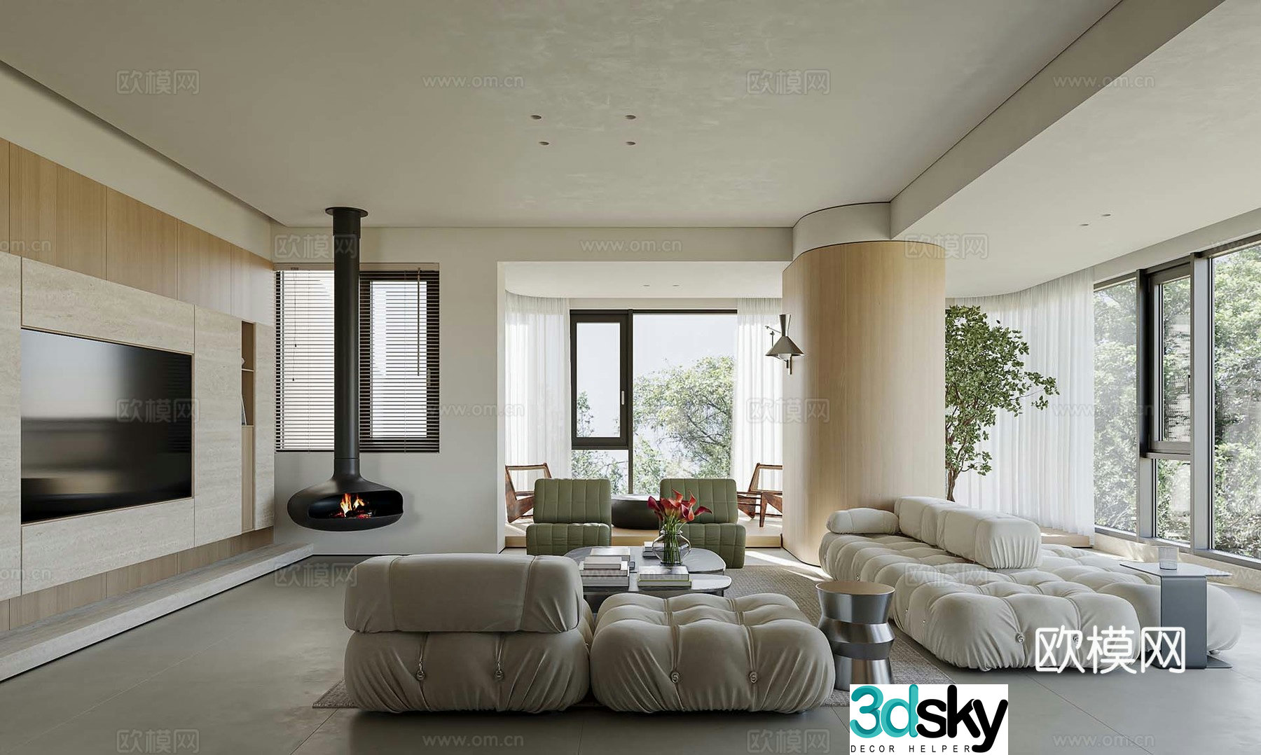 Wabi-sabi living room 3d model