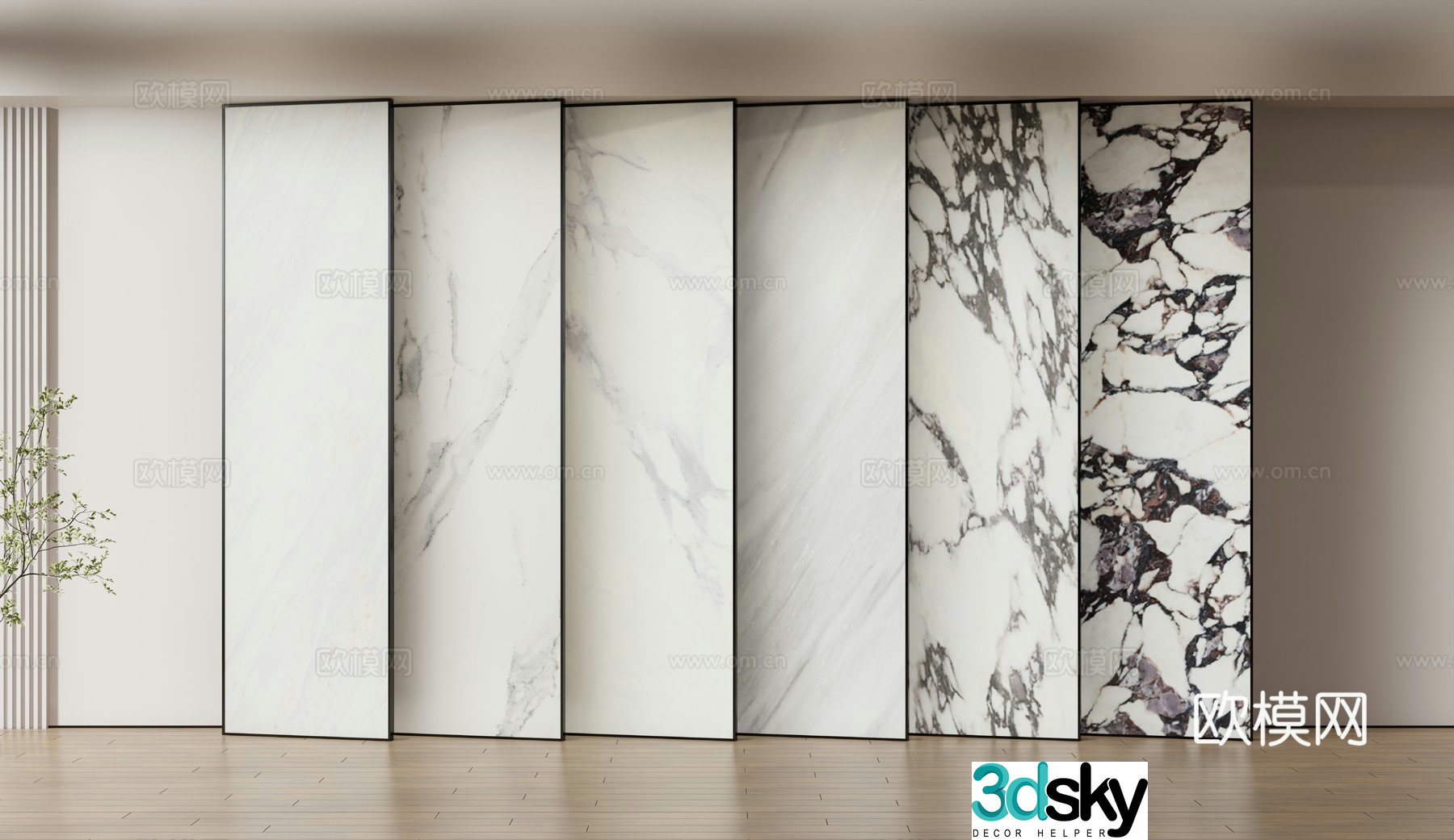 Modern wainscoting wall decorative panels marble slab 3d model