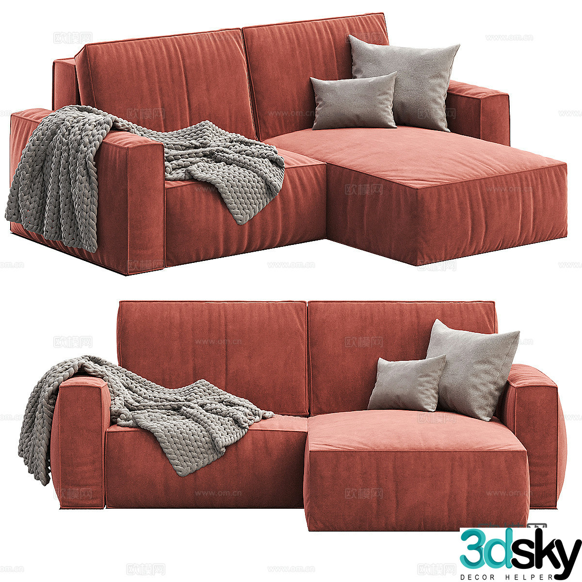 Double sofa arm sofa 3d model