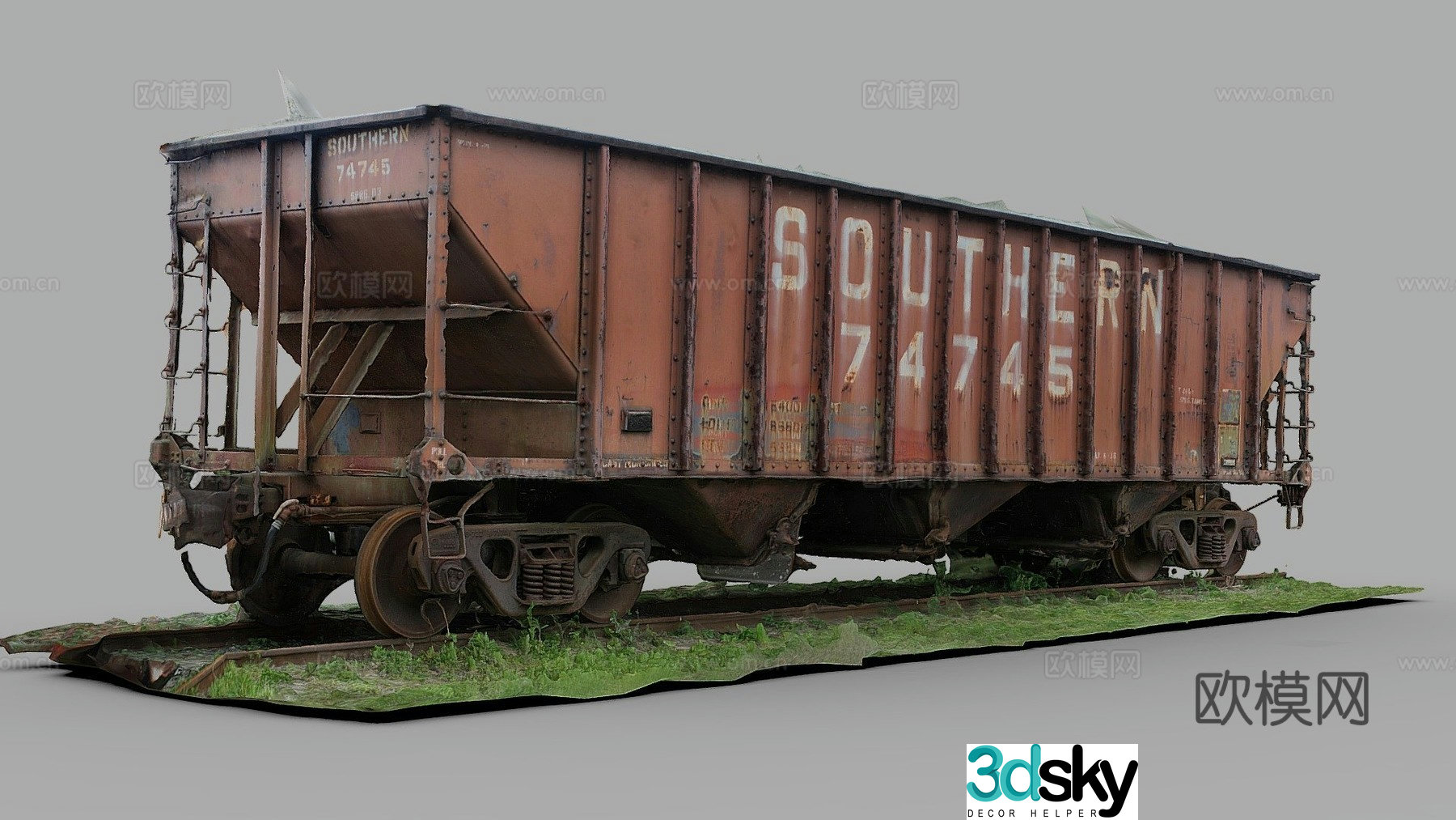 old train rail car 3d model
