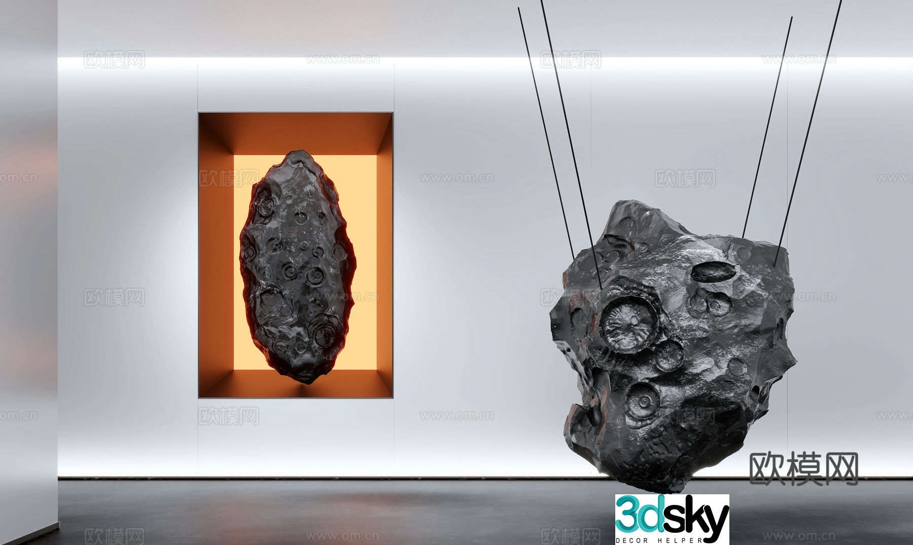 Stone sculpture meteorite device 3d model