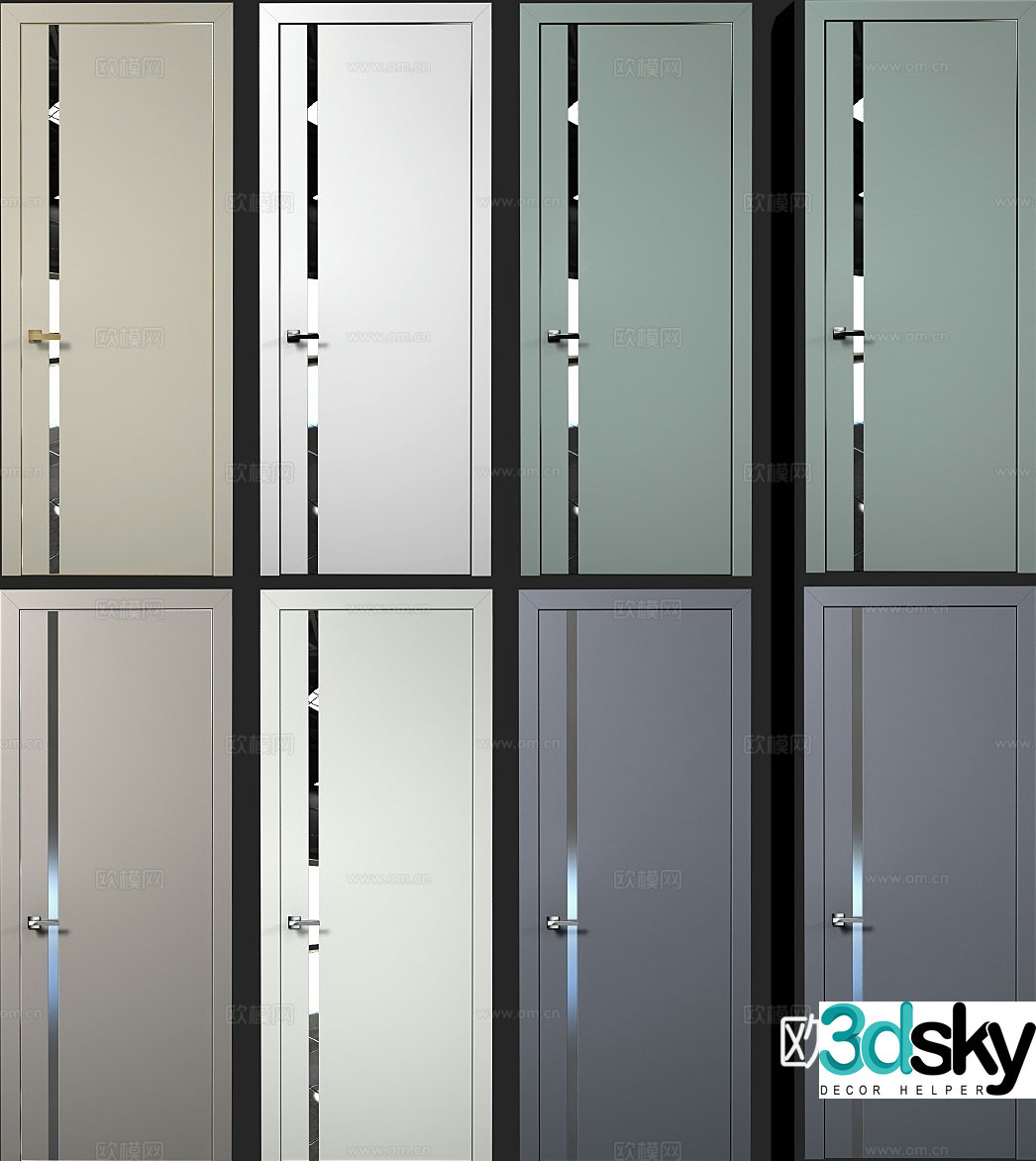 Modern door single door swing door 3d model