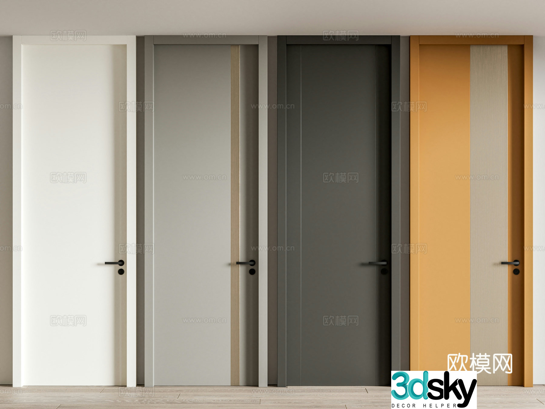 Minimalist door single door swing door 3d model