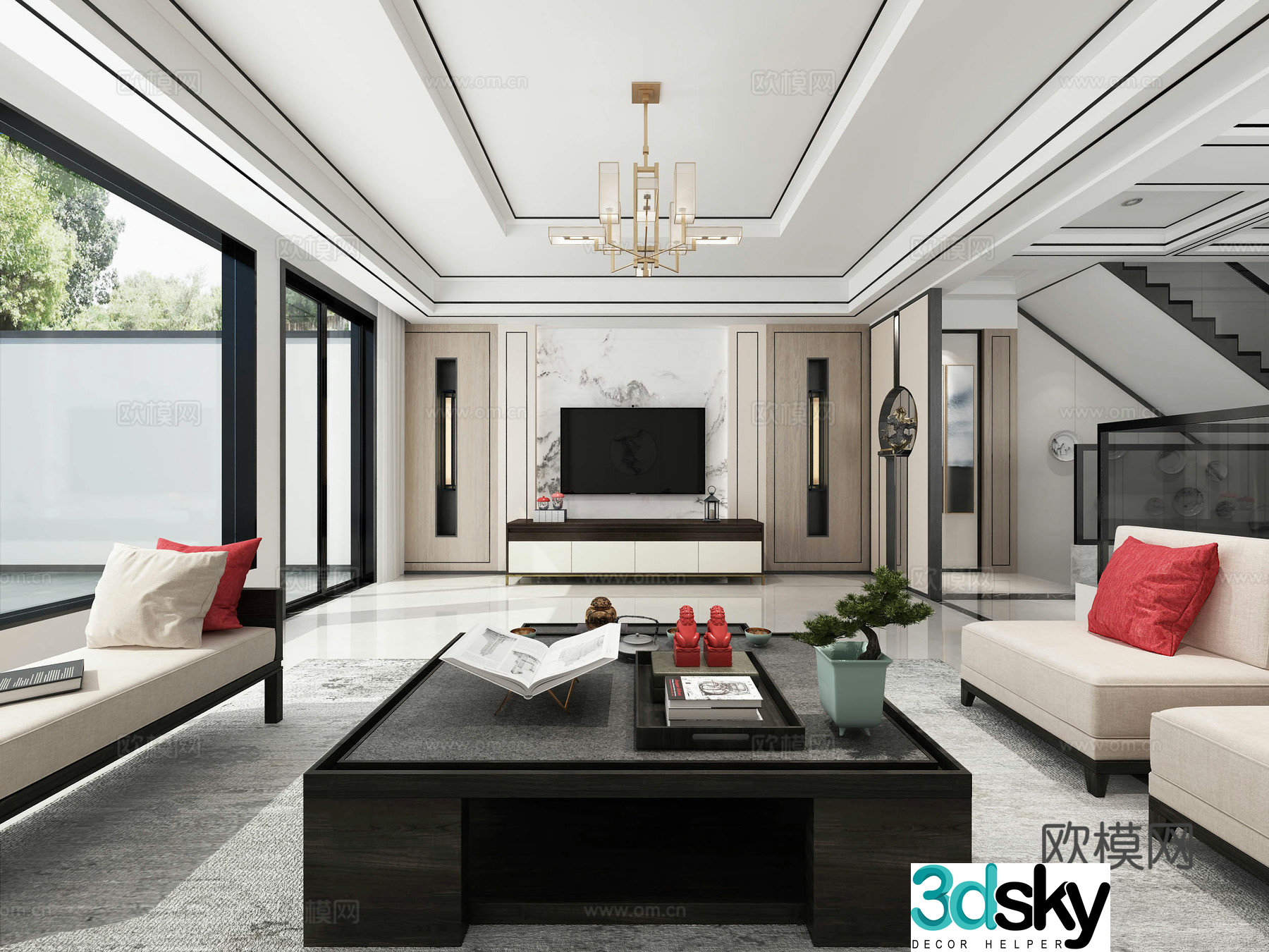 New Chinese style living room 3d model