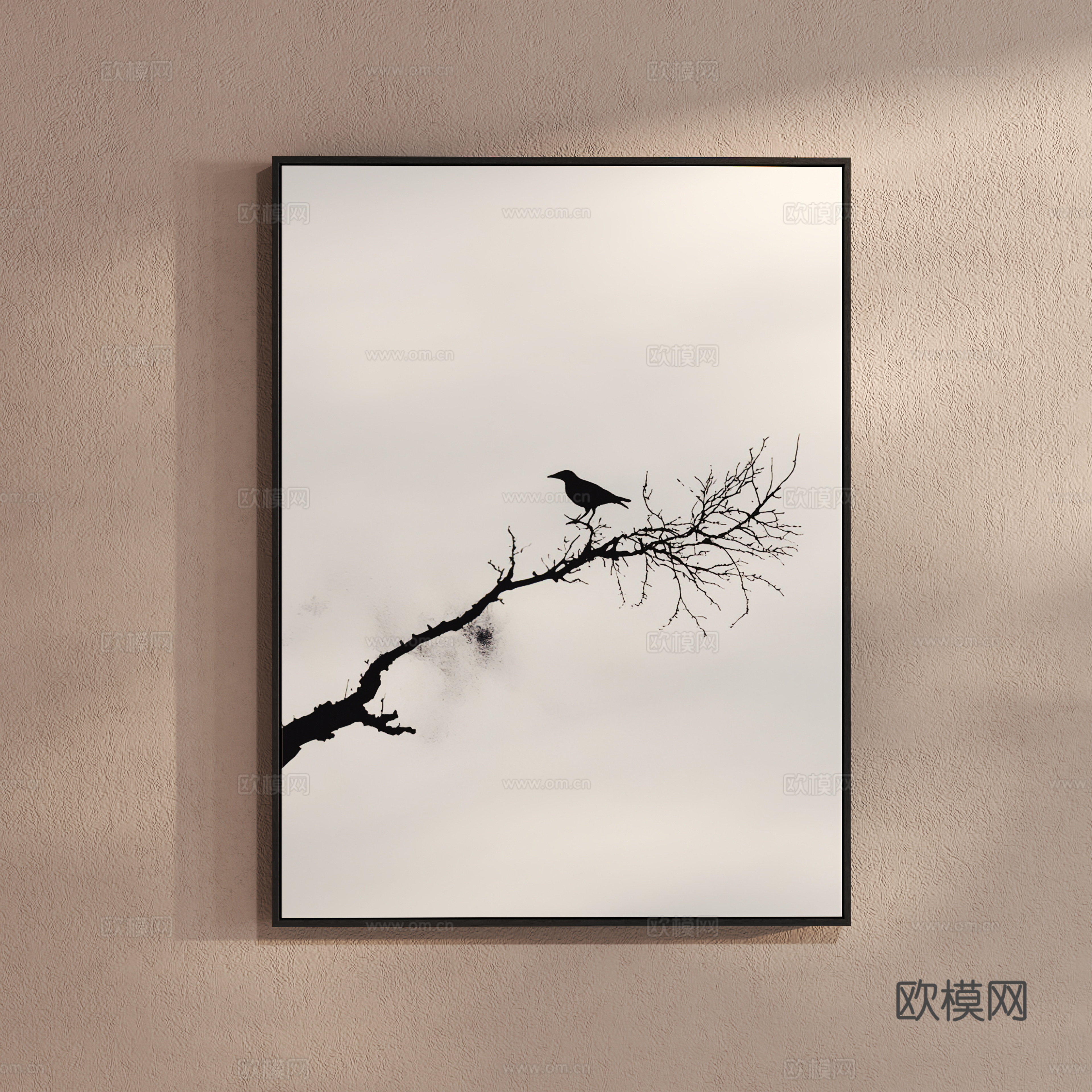 New Chinese style ink hanging painting decorative painting 3D model