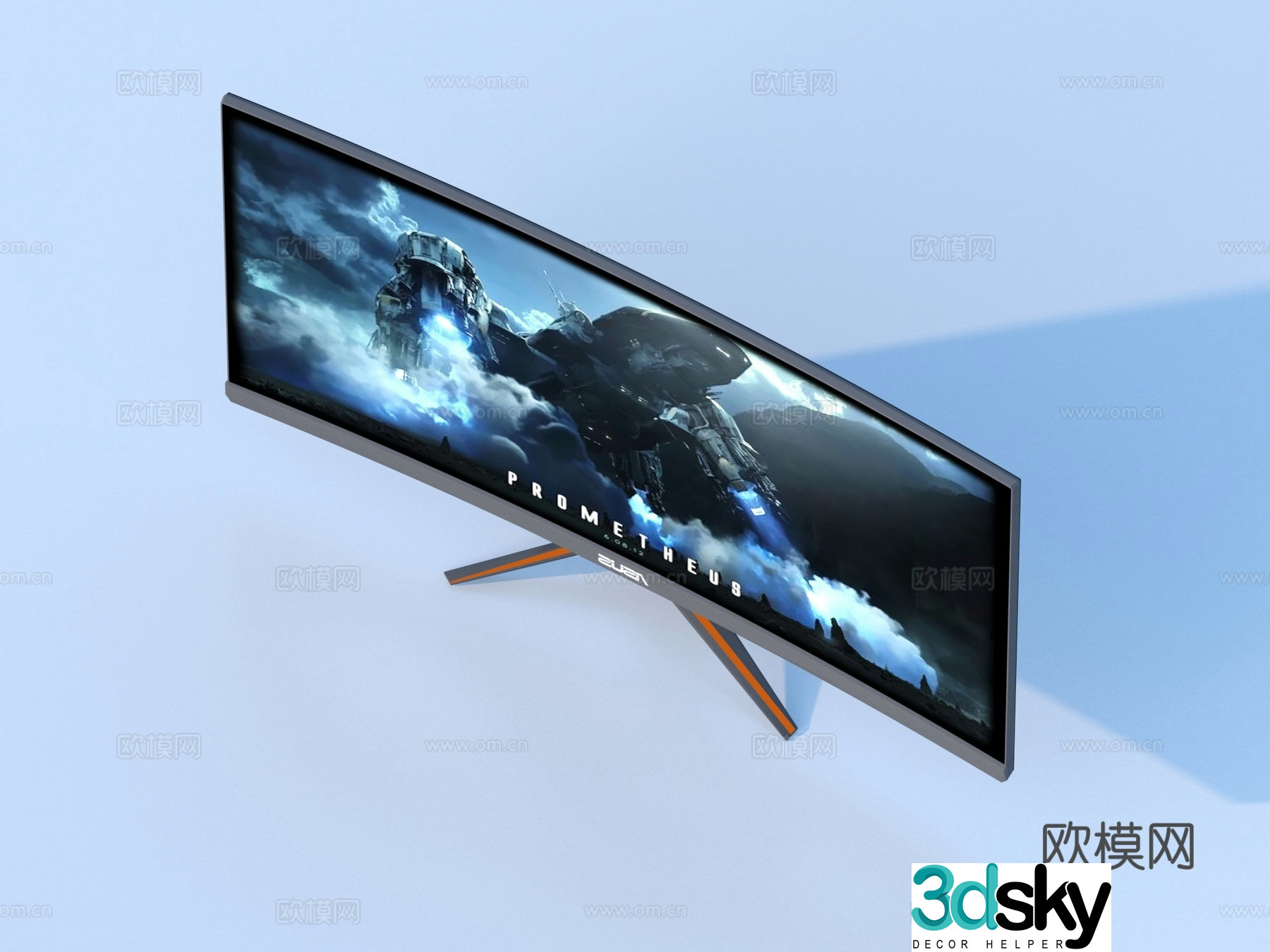 computer monitor display curved monitor 3d model