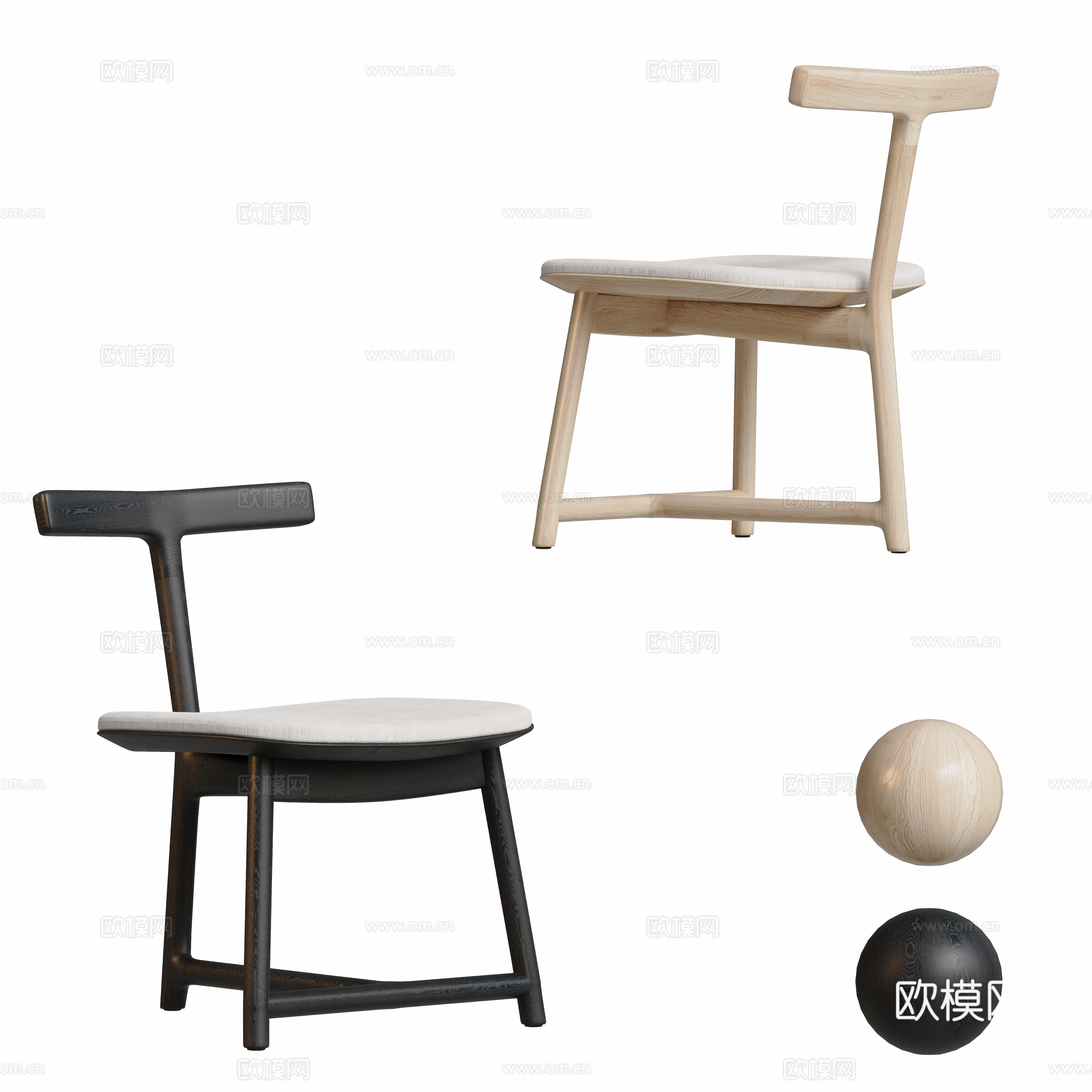 Modern chair dining chair single chair 3d model