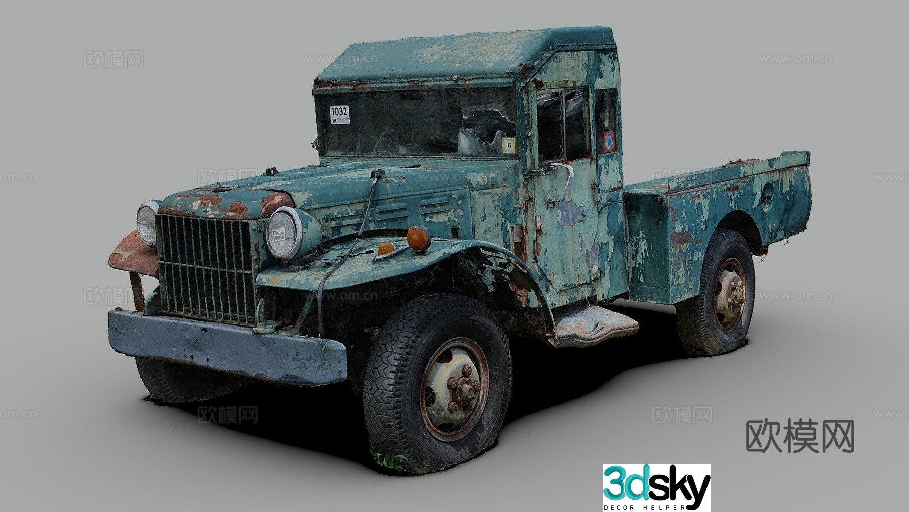 dilapidated truck 3d model