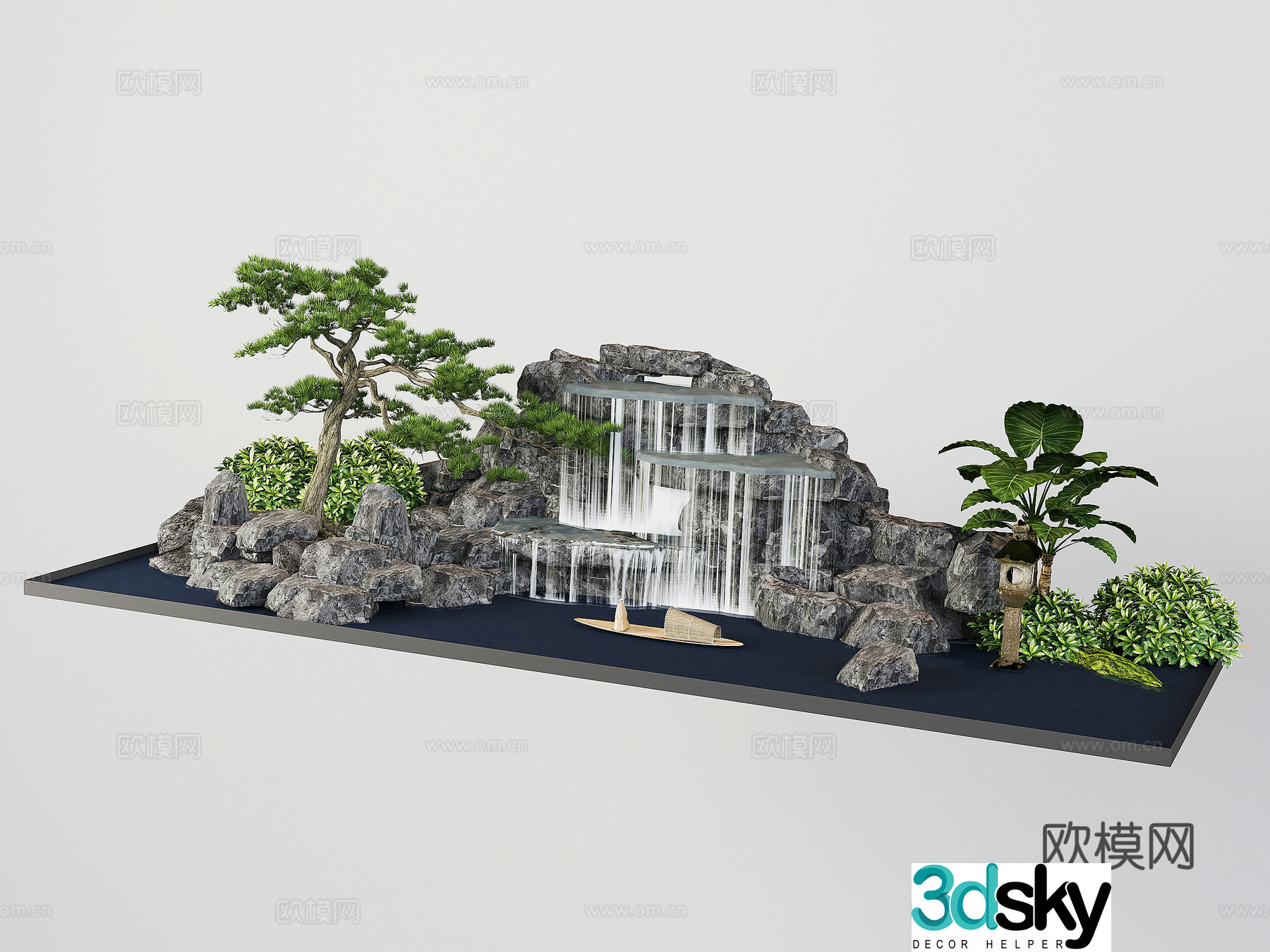 New Chinese style rockery waterscape 3D model