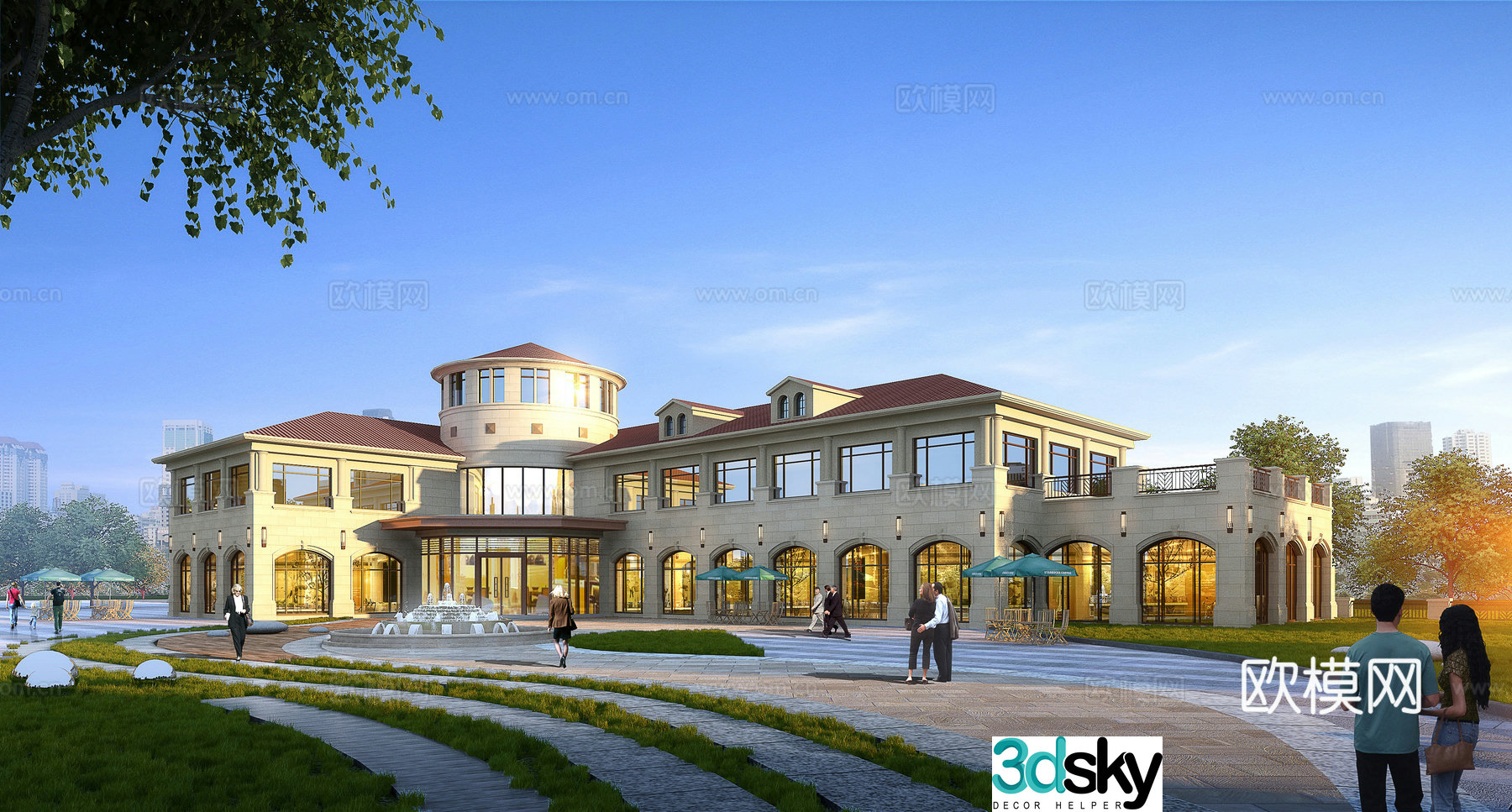 European style hotel exterior 3D model