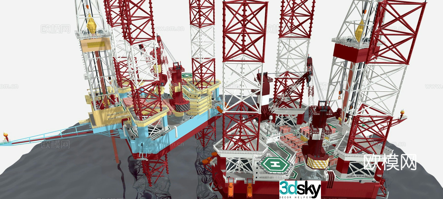 Jack-up drilling platform 3d model