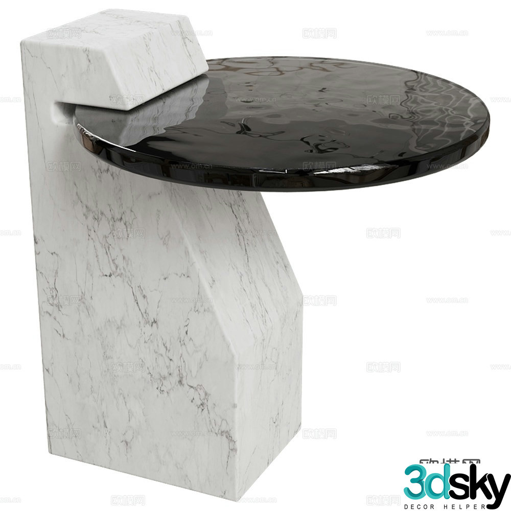 Baxter glass side table round side table 3d model