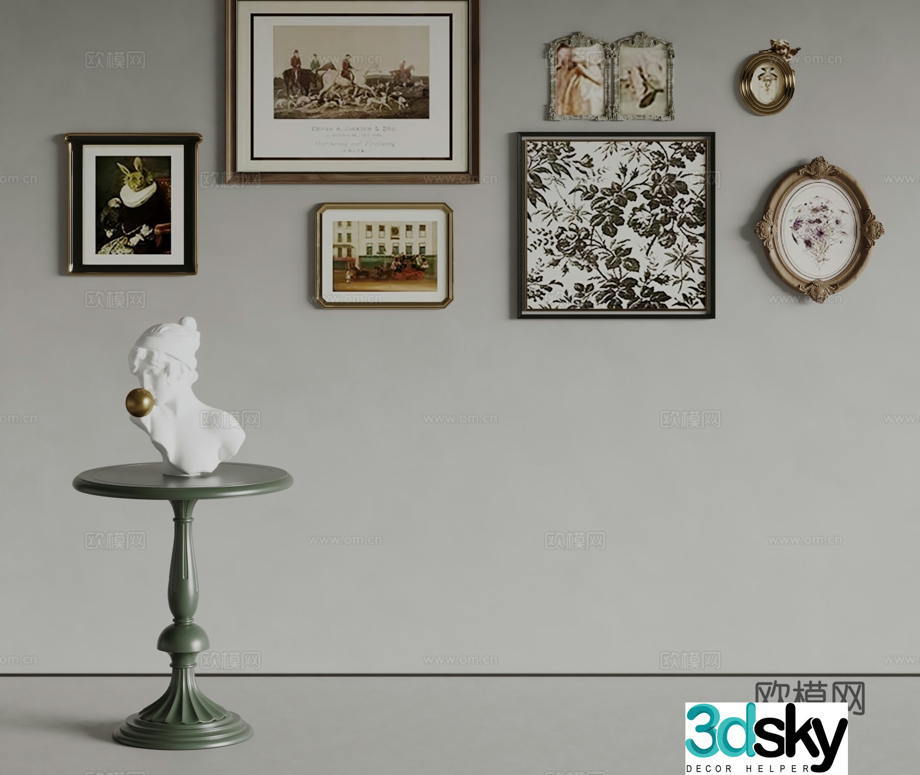 Oluce French decorative painting combination painting sculpture 3d model