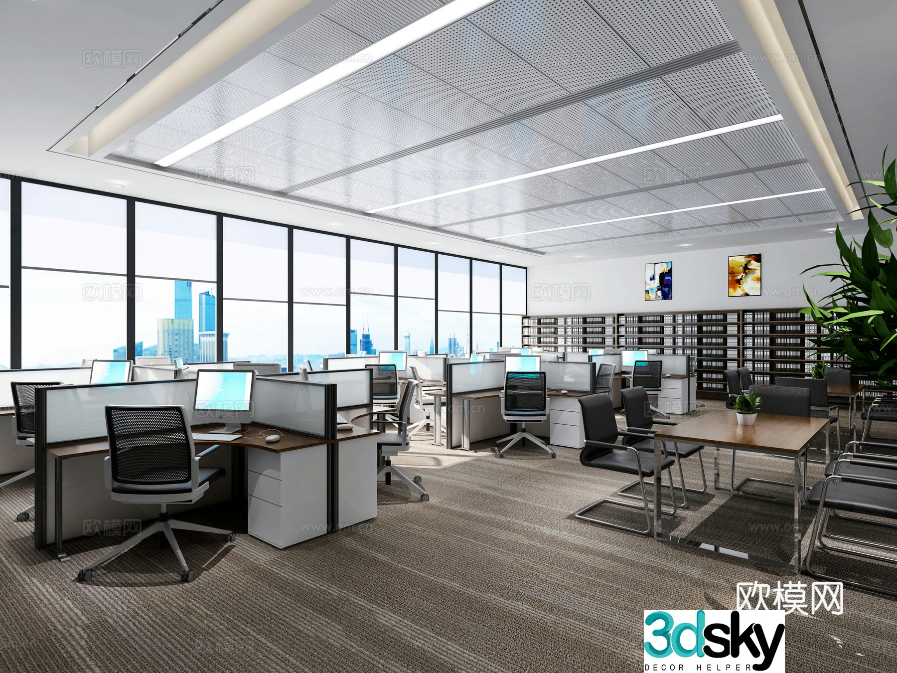 Public office area office 3d model