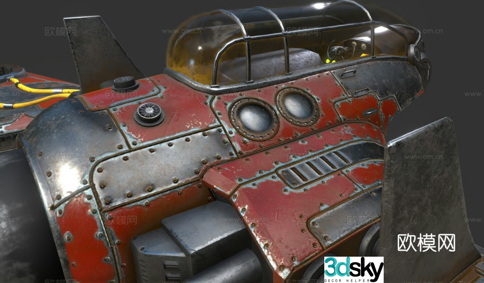 Dieselpunk airplane futuristic airplane 3d model