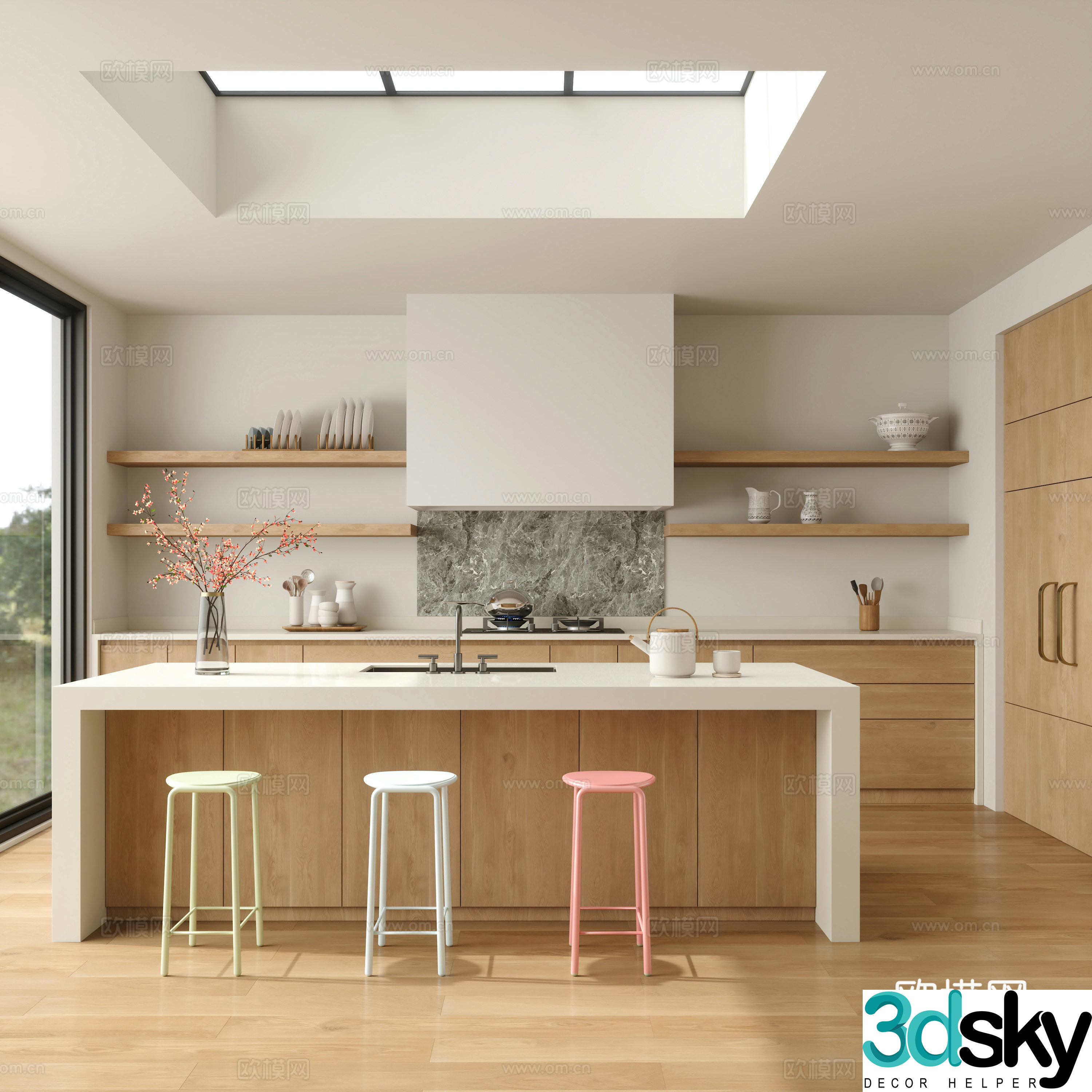 open kitchen cabinet 3d model