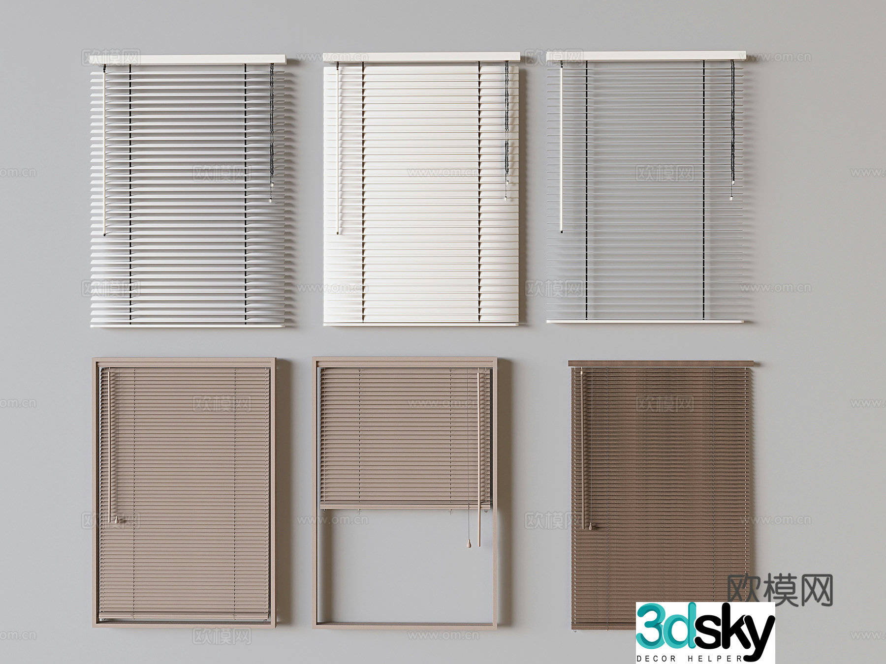 Venetian blinds roller blinds drawstring sunshades curtains 3d model