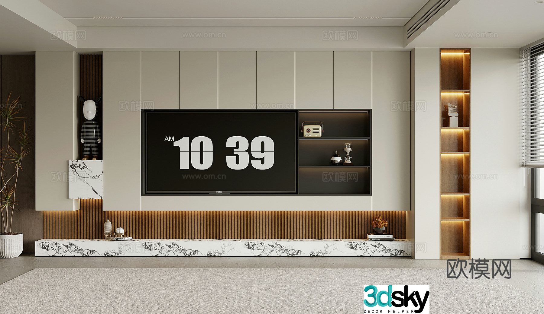 Modern background wall TV background 3d model