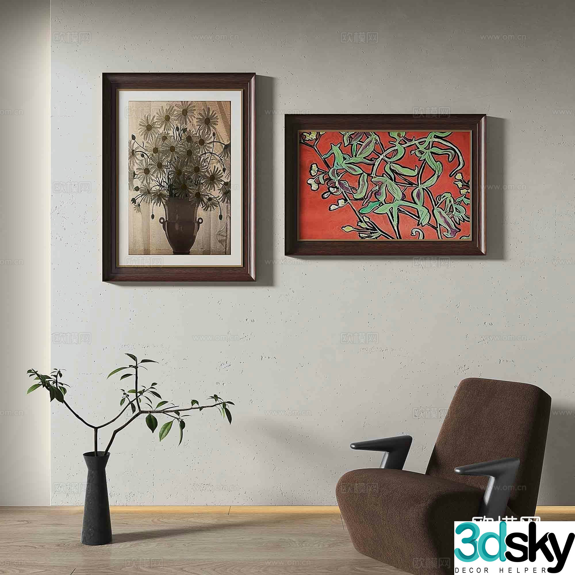 Simple European decorative painting abstract painting hanging painting 3D model