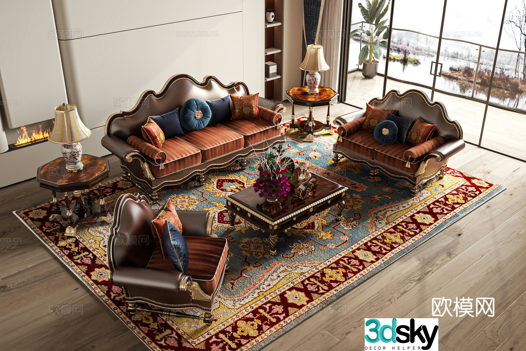 European style modular sofa 3d model