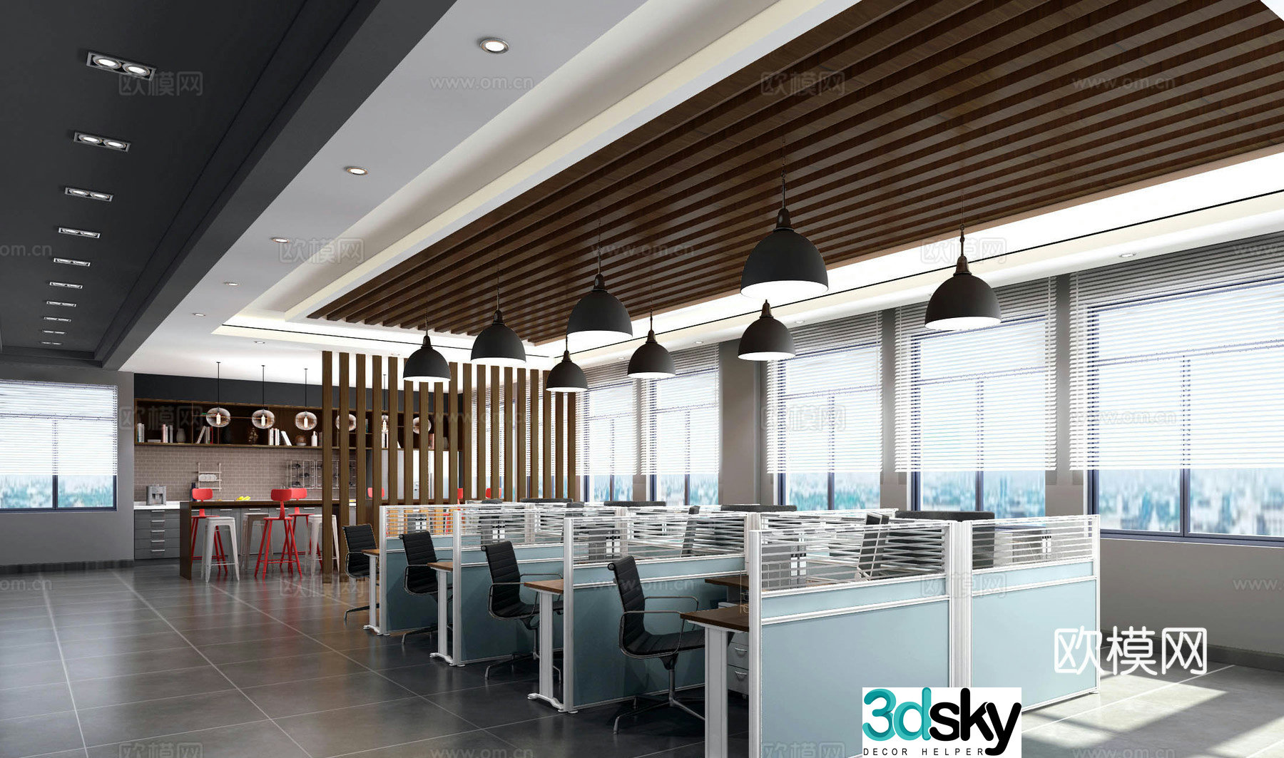 Public office area office 3d model
